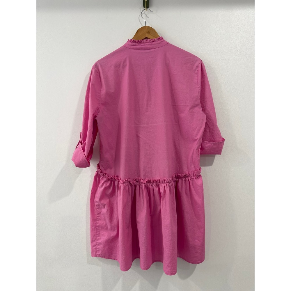 Taylor Tillman Pink Cammie Ruffle Shirt Dress Size Large Cotton - Picture 6 of 6